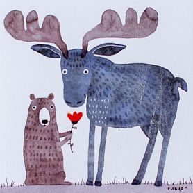 Открытка Бобер и олень